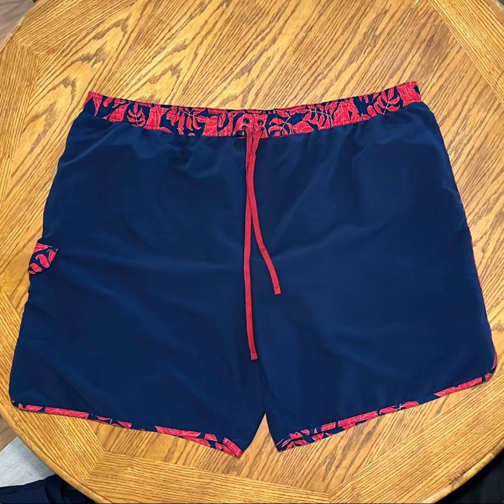 Men's Navy and Red Swim Shorts
